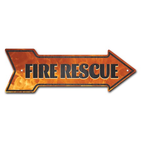 Fire Rescue Arrow Sign Funny Home Decor 24in Wide